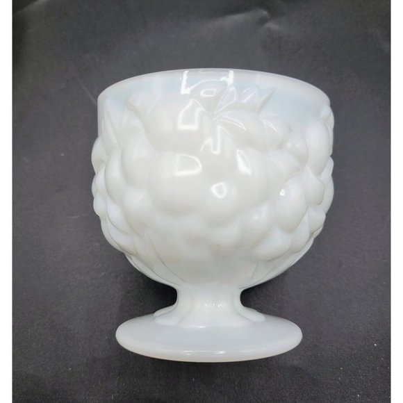 Vintage White Milk Glass Dessert Fruit Dishes W/ Pedestal Fruit Pattern 6 Total - Picture 1 of 10
